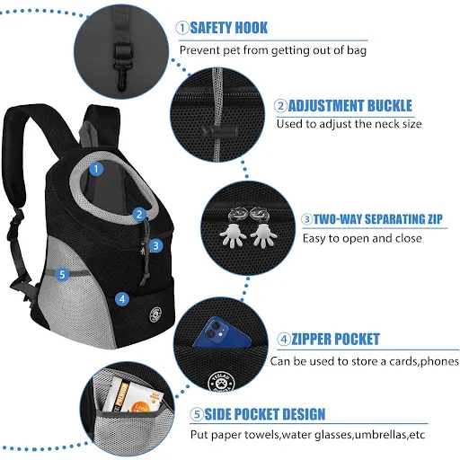 Pet Dog Backpack Carrier Travel Dogs Bag Front Pack Breathable Puppy Shoulder Carrier Bags Pets Outdoor Walking Carrier 