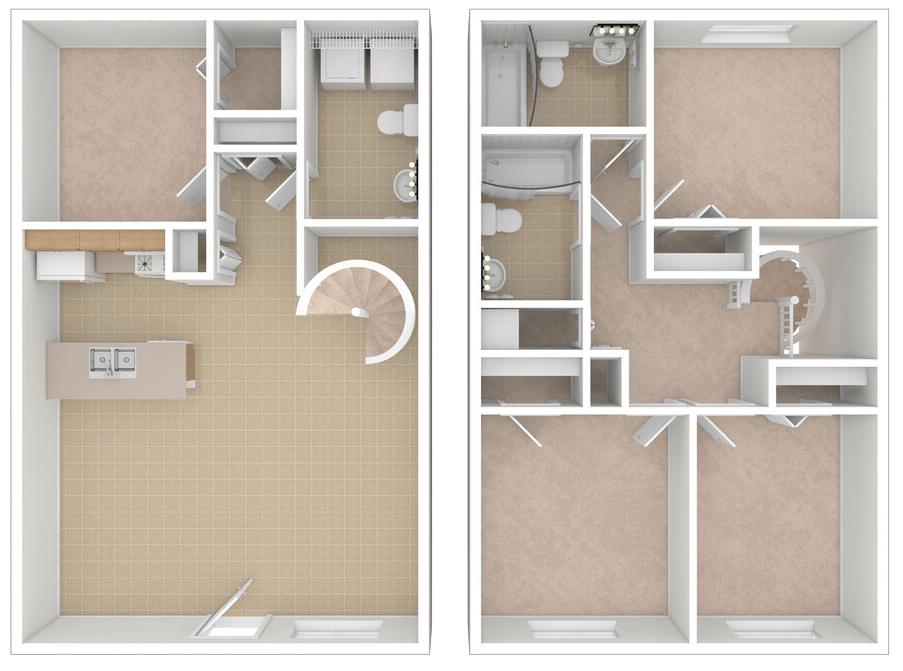 Four Bed, Three Bath Floorplan Diagram