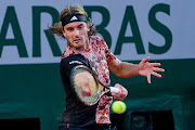 Stefanos Tsitsipas of Greece plays a forehand during the Men's Singles Third Round Match against Diego Schwartzman of Argentina during Day 6 of the French Open at Roland Garros on June 2, 2023 in Paris, France.