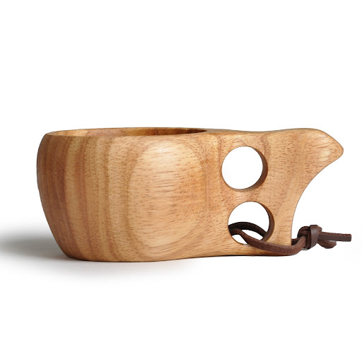 Title 6, Nordic Rubber Wood Water Cup with Handle Portab...