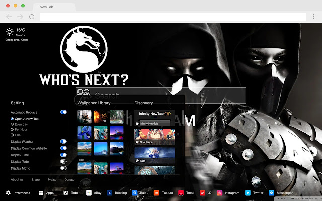 Mortal Kombat Pop Movies HD New Tabs Theme