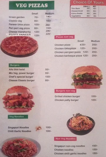 The Pizza Planet menu 