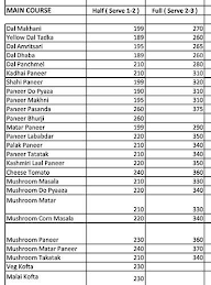 A One Vaishno Dhaba menu 2