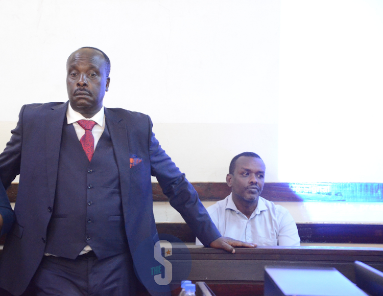 Lawyer Danstan Omari representing Ahmed Rashid at Kibra Law Courts before justice Diana Kavedza Mochache during the hearing on March 14, 2024