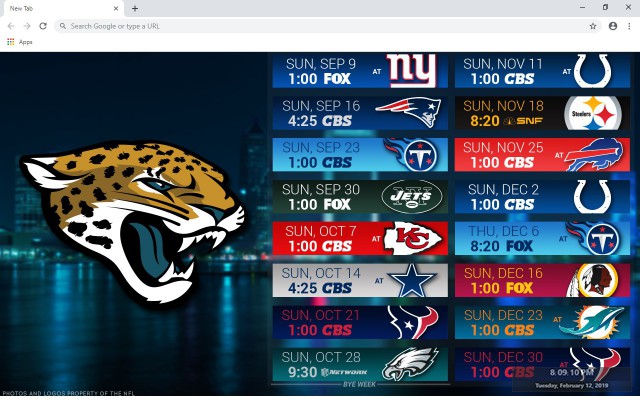 Jacksonville Jaguars New Tab Theme