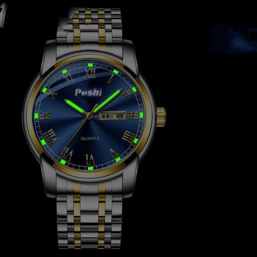Title 4, Mens watch with steel band, double calendar, l...