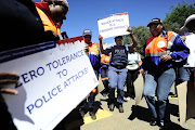 Police  and Community Policing Forum members are joined by members of the public in a march  against violence towards police officers in Vanderbijlpark.