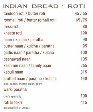 Sheesha Sky Lounge menu 