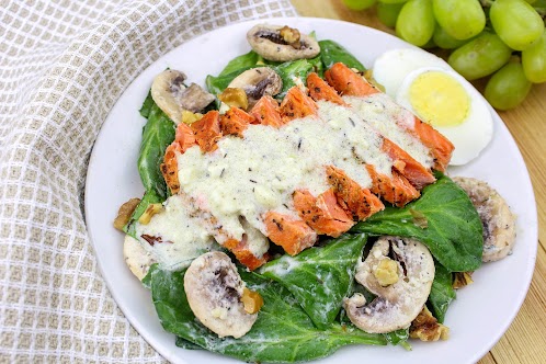 Spinach Salad With Pan Seared Salmon