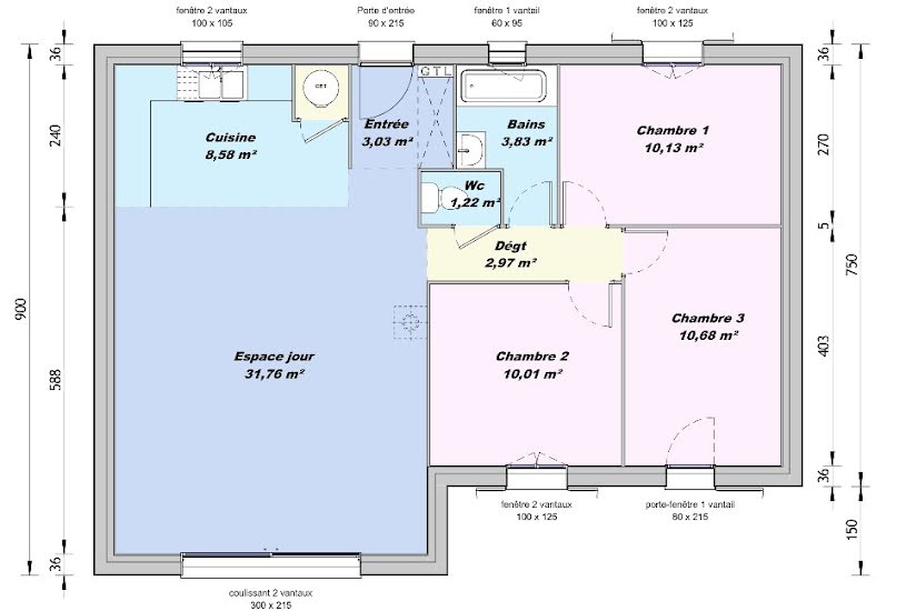  Vente Terrain + Maison - Terrain : 410m² - Maison : 83m² à Sorgues (84700) 