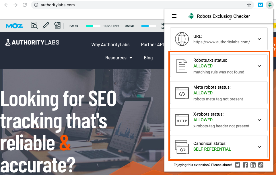 robots exclusion checker browser extension