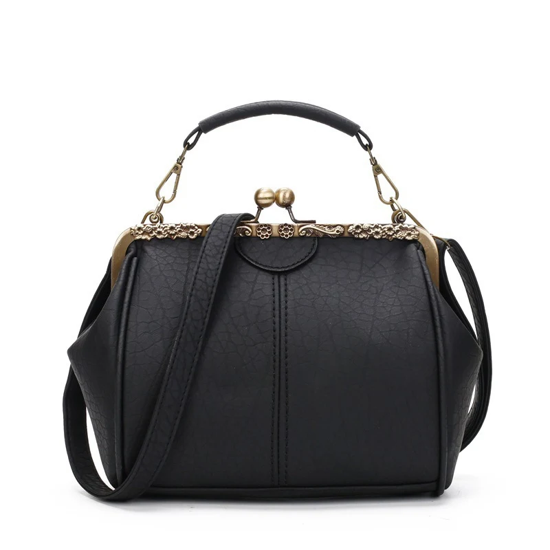 Borsa retrò in PU con chiusura a clip per donna, un accessorio alla moda e versatile per portare con te i tuoi oggetti essenziali con stile ed eleganza.