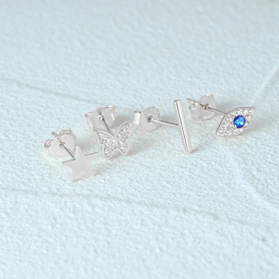 925 Sterling Silver Butterfly Star Devil's Eye Diamond Earrings Set, a stunning and unique accessory to elevate your sty