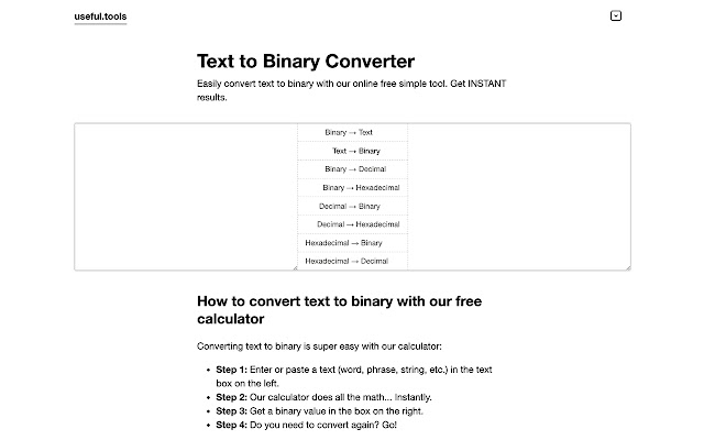 Convert Text to Binary - Online Converter chrome extension