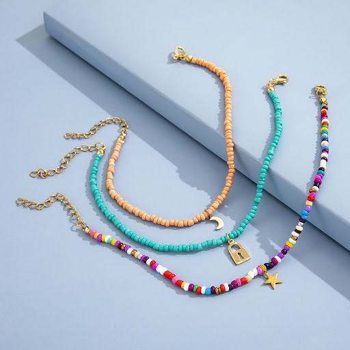 Title 3, Fashion Creative Color Rice Bead Anklet adds a ...
