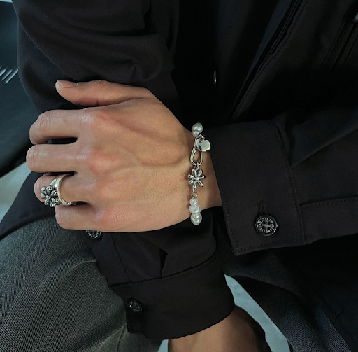 Title 3, Bead Splicing Bracelet with Curved Buckle Flowe...