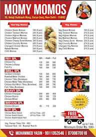 Momy Momos menu 1