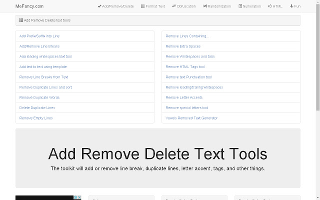 Add Remove Delete Text Tools chrome extension