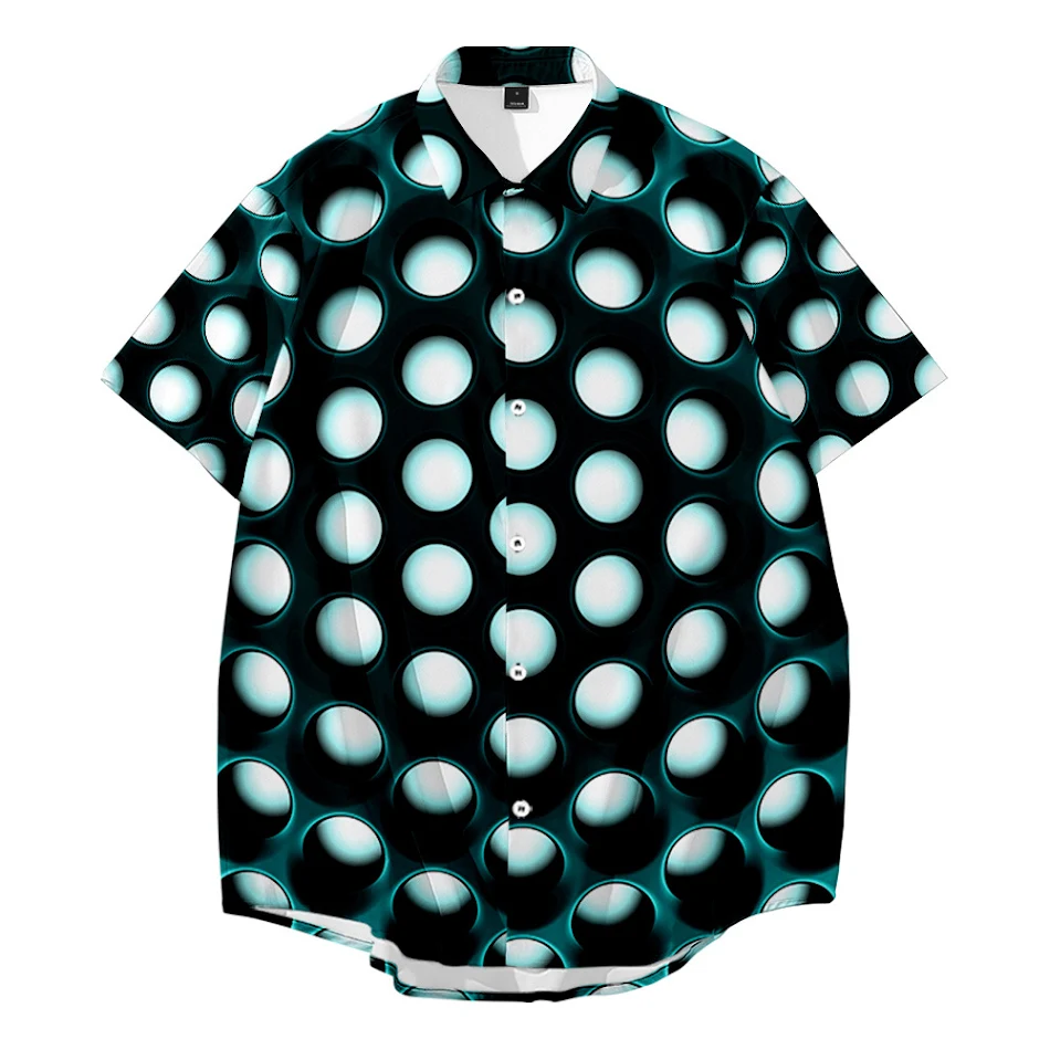 Foreign Trade Amazon Plus Size Shirt, Wire Mesh Lighting Digital Printing, Leisure Vacation Short-Sleeved Shirt