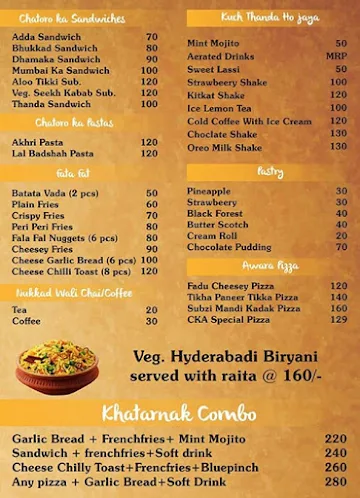 Chatoro Ka Adda menu 