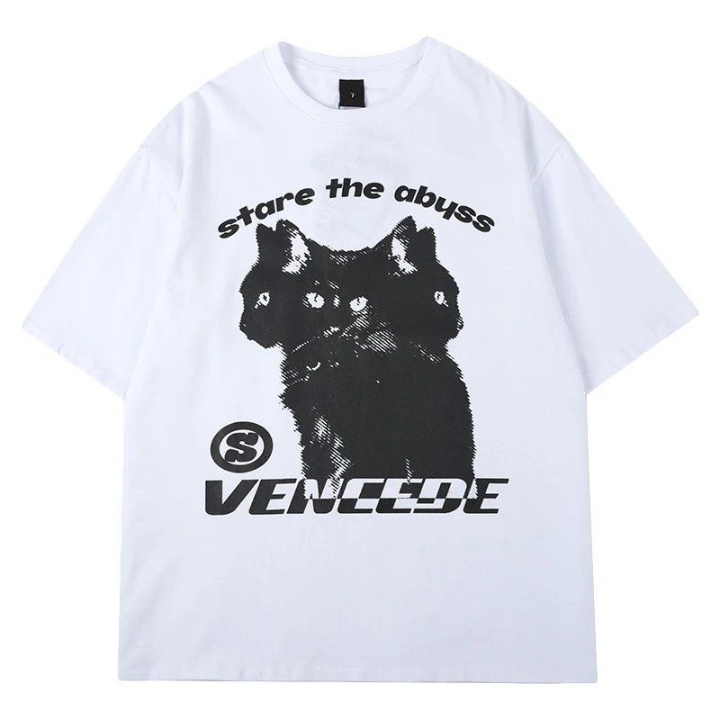 Title 3, Letter Print Pattern American Short Sleeve T-sh...