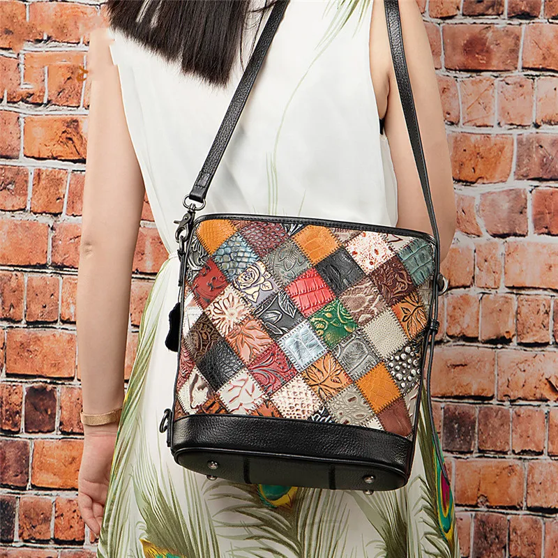 Title 4, Bolso Mensajero de Cuero para Mujer con Costura...
