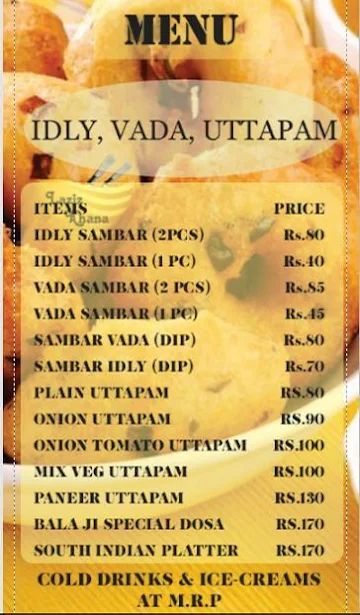 Balaji South Indian Restaurant menu 