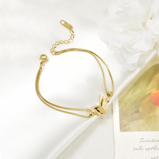 Title 2, Butterfly Double-layer Anklet Womens Titanium ...