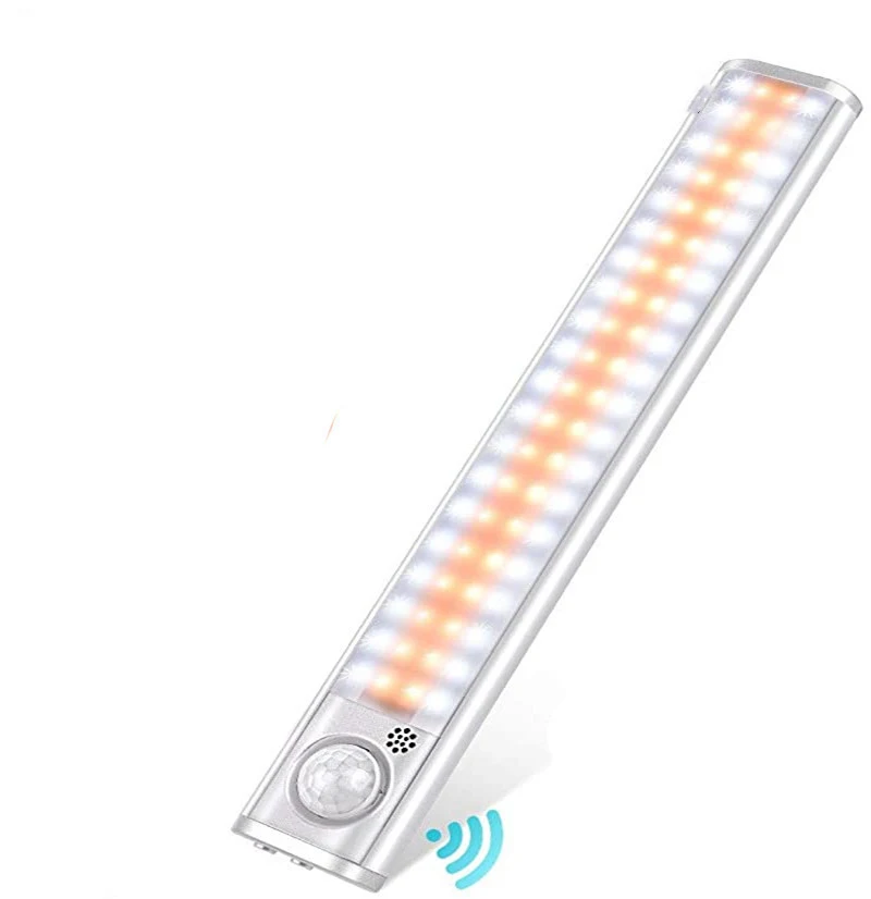 Inteligentna długa, ładowalna lampa LED z indukcją ciała, do ściany, szafki, szafy, z baterią, USB i światłem nocnym do korytarza.