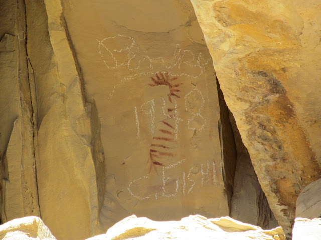 Pictograph with 1948 chalk writing