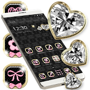 Pink Bow Black Lace Theme  Icon