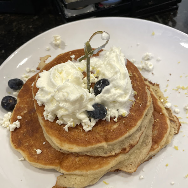 Lemon Blueberry Goat Cheese Gluten Friendly Pancakes