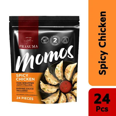 Prasuma Spicy Chicken Momos - 24 Pieces - 500 gm