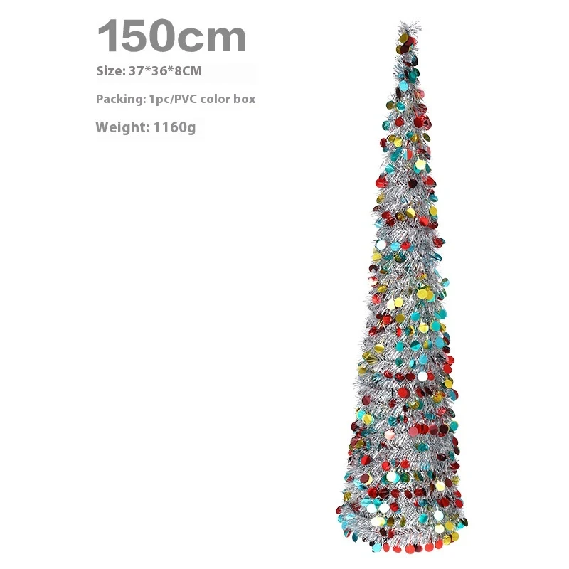 Árbol de Navidad Retráctil Plegable Colorido con Adornos Decorativos, Fácil de Montar y Guardar, Celebrando la Navidad con Estilo.