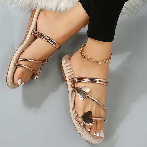 Title 6, Fashion Sandals with Metal Heart Decoration, pe...