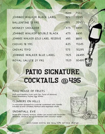 Imperfecto Patio menu 