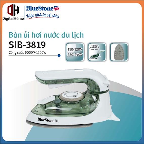 Bàn Ủi Hơi Nước Mini Bluestone Sib 3819 Phun Hơi 10G/P, Công Suất 1200W, Bảo Hành Chính Hãng 2 Năm