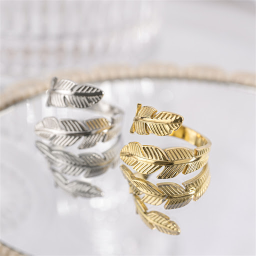 Title 8, Feather Ring Open Titanium Steel – Stylish and ...