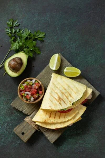 Mushroom, Olive And Cheese Quesadilla