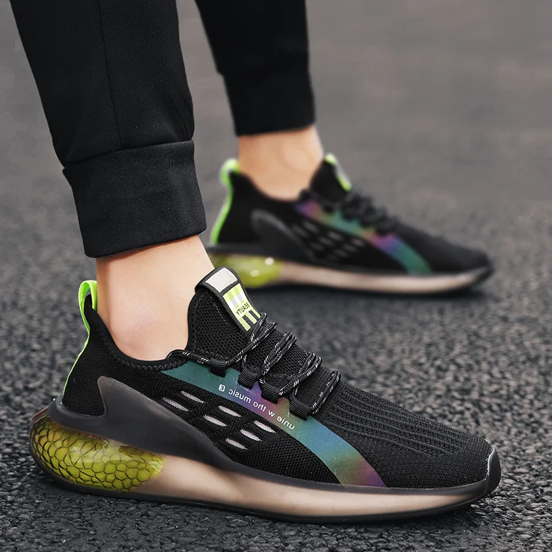 Zapatillas deportivas casuales para hombre, tejido transpirable con tecnología Flyknit, ideales para correr y actividades diarias.