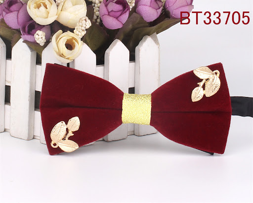 Title 4, Festive Wedding Red Mens Polyester Silk Bow Ti...