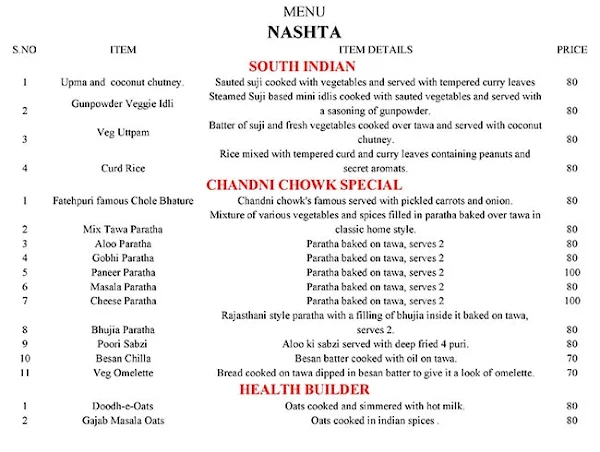 Italian Bistro menu 