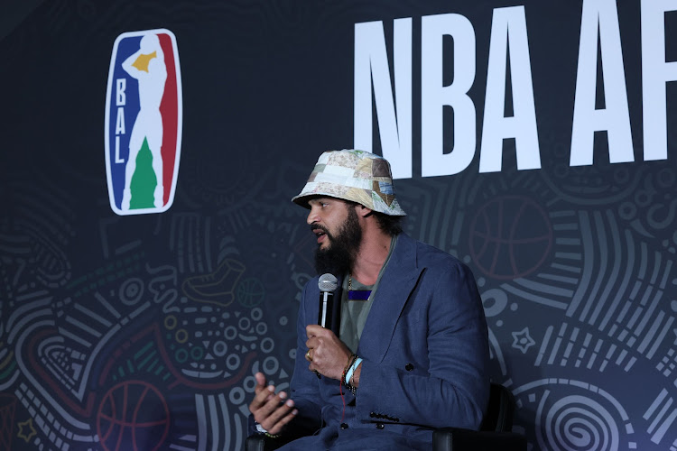 Former NBA star Joakim Noah speaks during the NBA Africa luncheon as part of the NBA All-Star weekend on Saturday, in Indianapolis, Indiana.