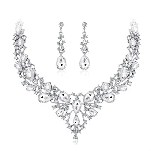 Title 2, Elegant legering diamant kristal ketting en oor...