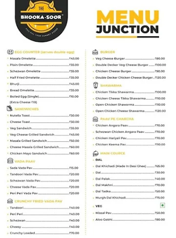 The Bhooka-Soor menu 