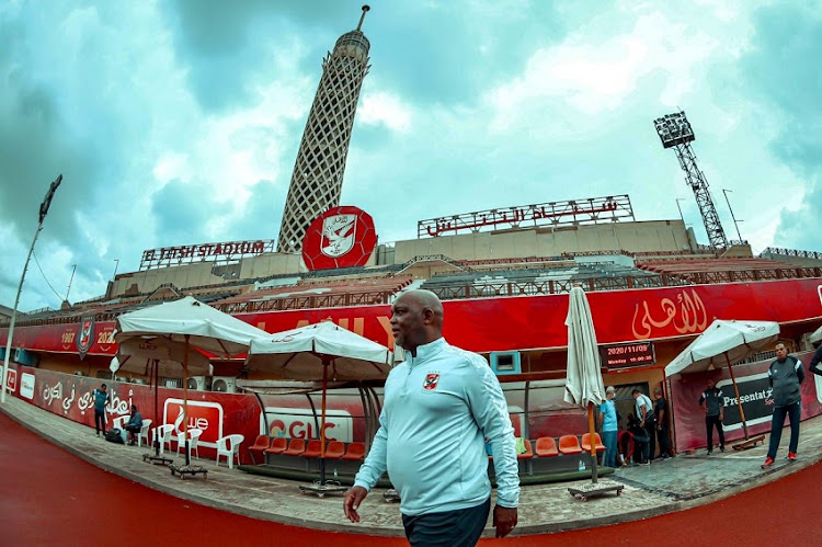 Al Ahly coach Pitso Mosimane at the club’s training base in Cairo. Picture: AL AHLY/TWITTER