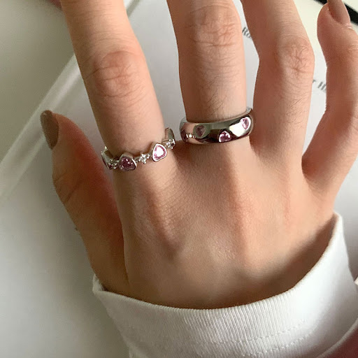 Title 2, Sweet Cool Loving Heart Zircon Female Ring a be...