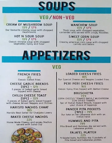 Haristo Pizzeria menu 