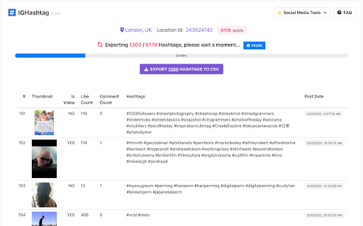 IGHashtag - Export IG Hashtags