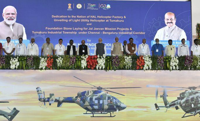 PM dedicates HAL Helicopter Factory to the nation in Tumakuru